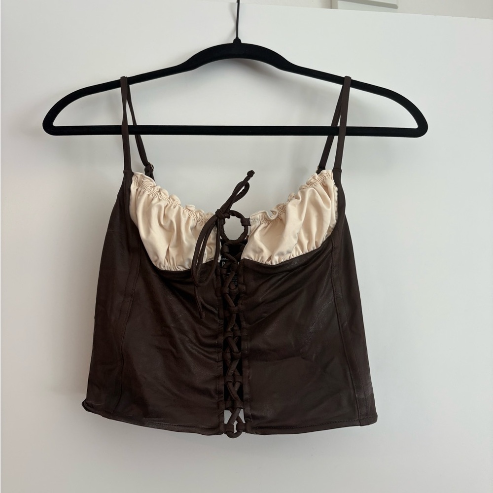 Frankie’s bikinis leather corset top